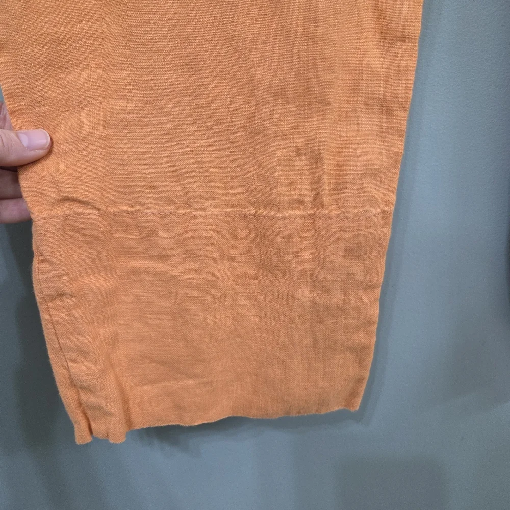 Flax 100% Linen Womens Pants Sunkist Orange Size Large Flowy‎ Coastal Beach